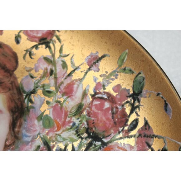 Vintage Edna Hibel Porcelain Collector Plate "Rose" - 1987 Flower Girl Series - Picture 3 of 8